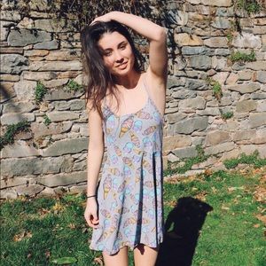 Grey Ice Cream Flowy Spaghetti Strap Dress